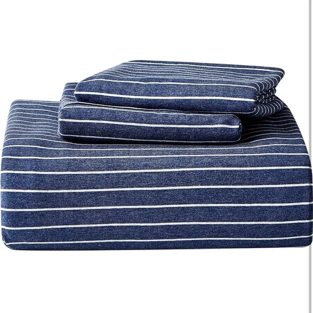 Striped Navy Blue Duvet Cover Set - Classic Bedding